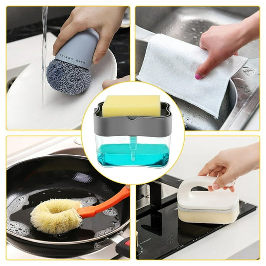 Two-in-One Soap Pump and Sponge Storage Solution