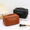 Leather Vanity Style Cosmetic Bag (random Color )