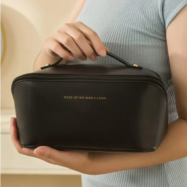 Leather Vanity Style Cosmetic Bag (random Color )