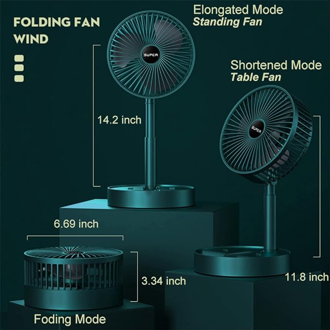 Portable Rechargeable Telescopic Folding Fan