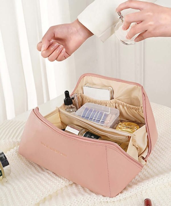 Leather Vanity Style Cosmetic Bag (random Color )