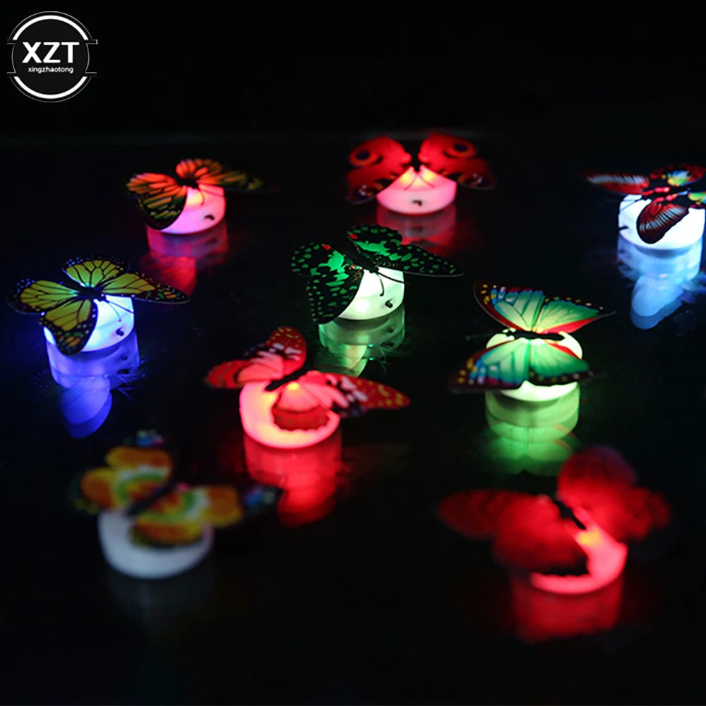 10pcs 3D LED Butterfly Decoration Night Light Sticker Single and Double Wall Light for Garden Backyard Lawn Party Festive Party ﻿