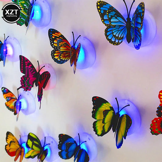 10pcs 3D LED Butterfly Decoration Night Light Sticker Single and Double Wall Light for Garden Backyard Lawn Party Festive Party ﻿