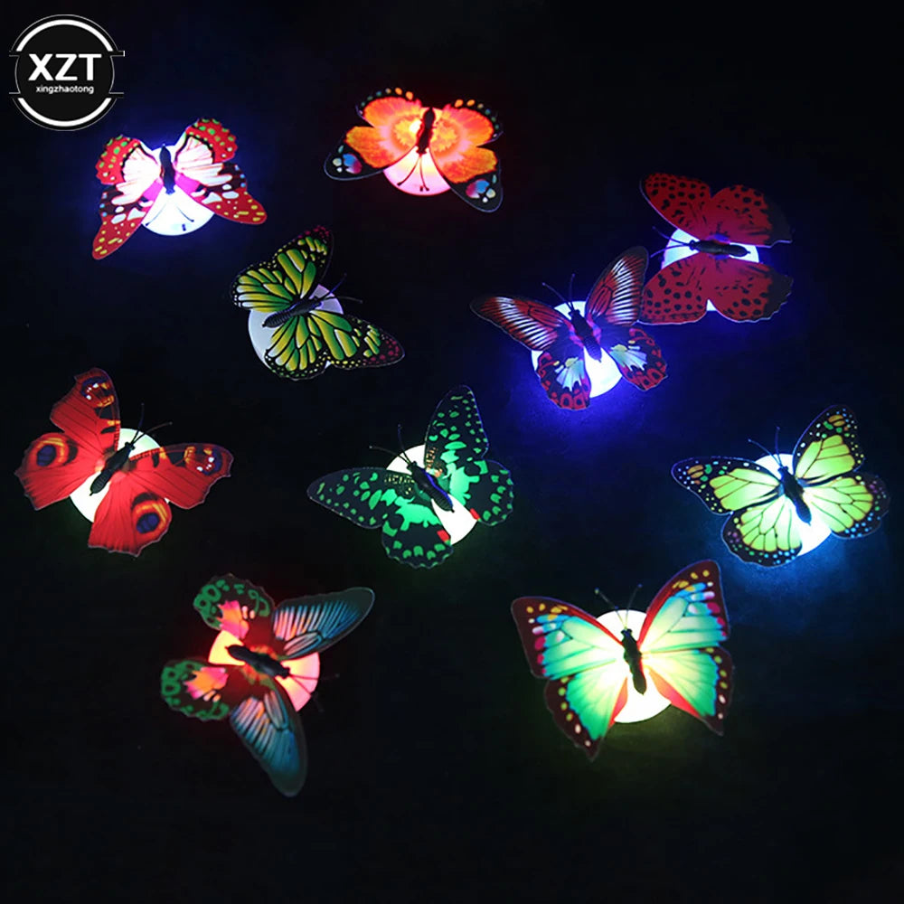 10pcs 3D LED Butterfly Decoration Night Light Sticker Single and Double Wall Light for Garden Backyard Lawn Party Festive Party ﻿