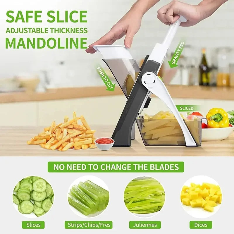 4-in-1 Adjustable Veggie Cutter: Slice, Dice, Julienne & Grate